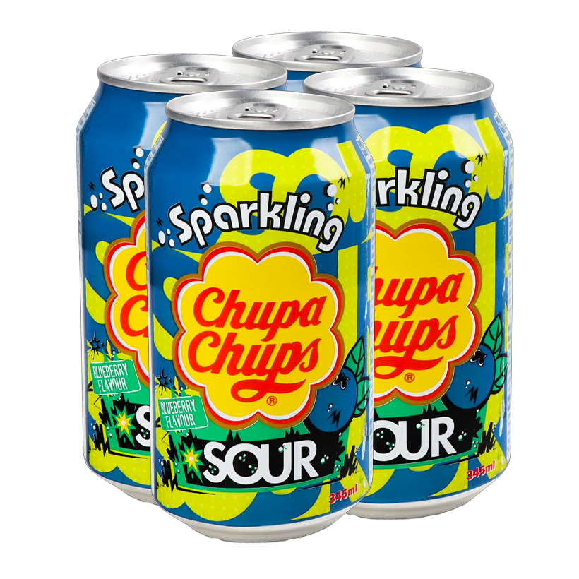 Набір Напій 4шт Chupa Chups Sour Blueberry Sparkling 345ml - Retromagaz