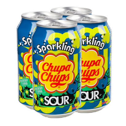 Набор Напиток 4шт Chupa Chups Sour Blueberry Sparkling 345ml - Retromagaz