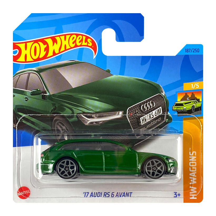 Машинка Базова Hot Wheels '17 Audi RS 6 Avant Wagons 1:64 HKH69 Green - Retromagaz