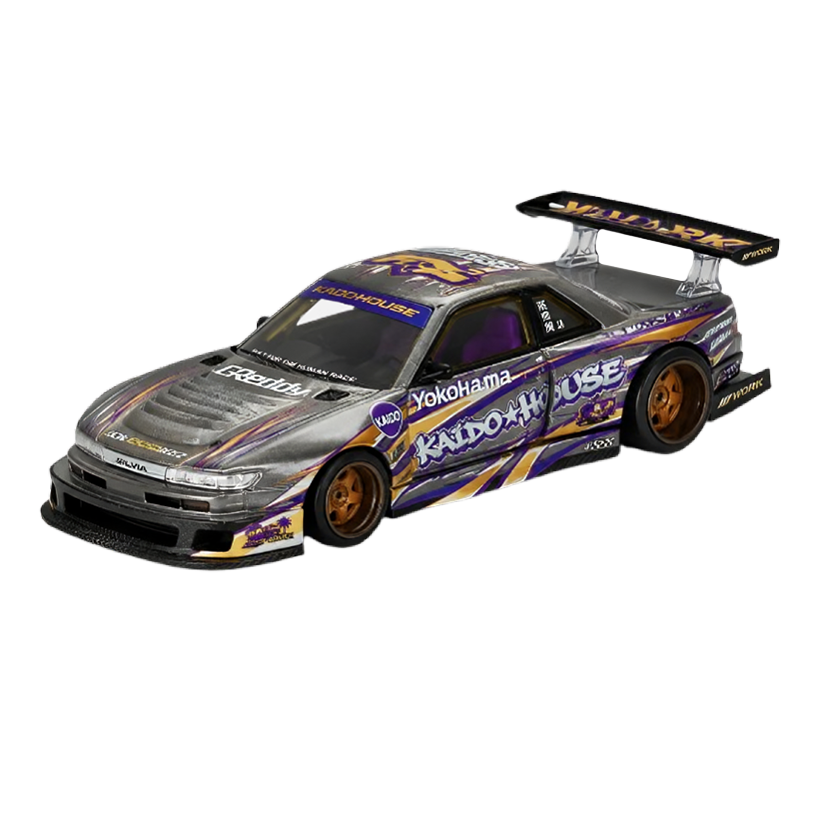 Машинка Premium Kaido House x MiNI GT Nissan Silvia S13-R KAIDO DRIFT V1 1:64 KHMG235-CH Grey - Retromagaz