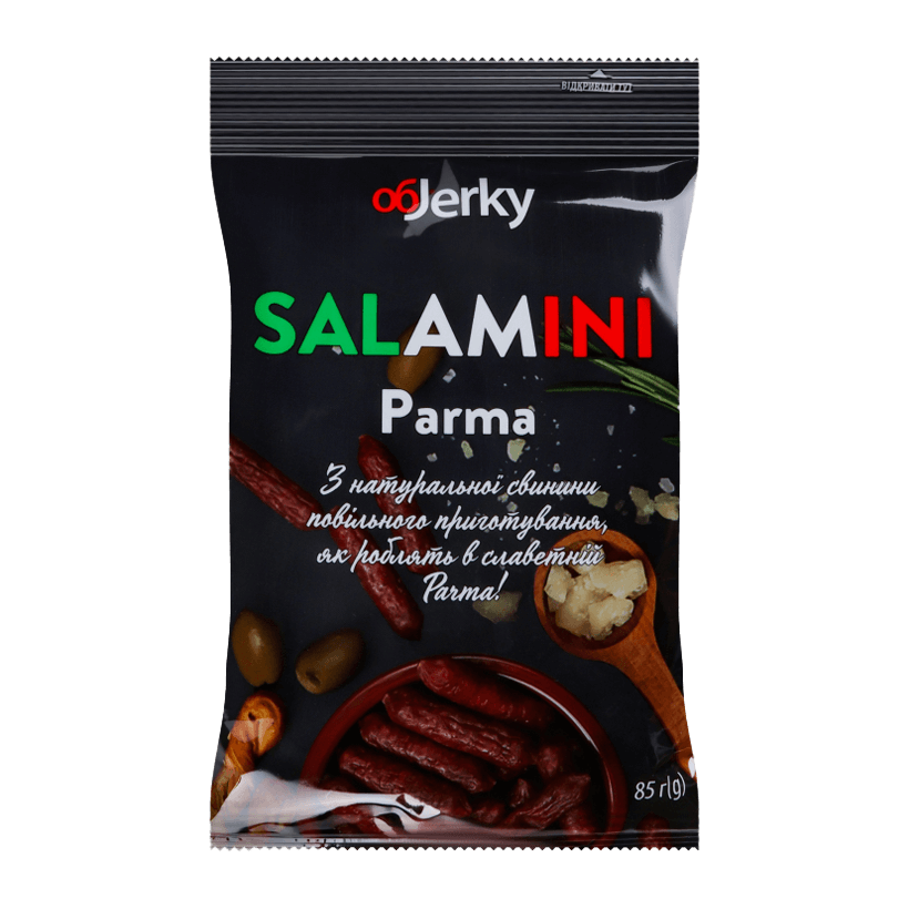 Колбаски Objerky Salamini Parma Сыровяленные 85g - Retromagaz