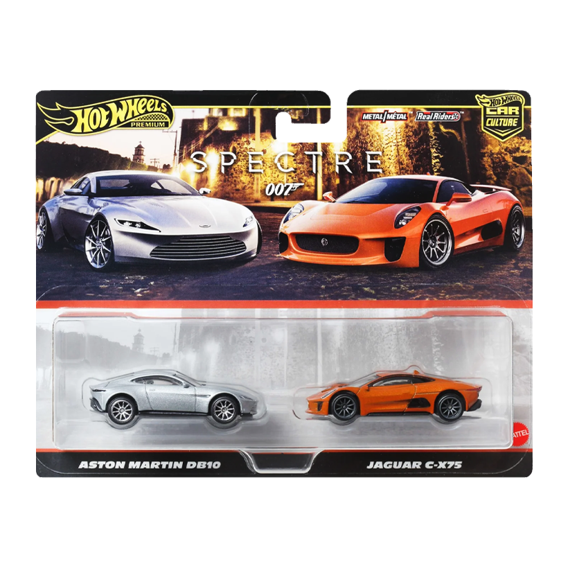 Машинка Premium 2шт Hot Wheels Aston Martin DB10 / Jaguar C-X75 Spectre 007 2-Packs 1:64 JBL04 Silver - Retromagaz
