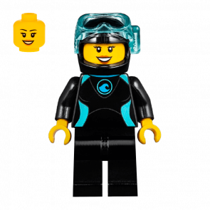 Фігурка Lego Harbor 973pb2627 Female Black Wetsuit with Blue Logo City cty0959 Б/У - Retromagaz