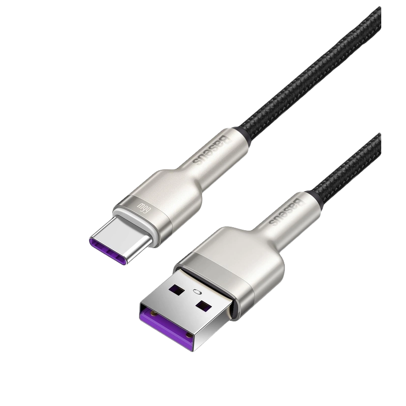Кабель Baseus Cafule Series 66W USB 2.0 - USB Type-C Metal Grey 1m - Retromagaz