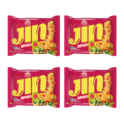 Набір Локшина Ottogi 4шт Jin Рамьон з Овочами і Яловичиною Гостра 120g - Retromagaz