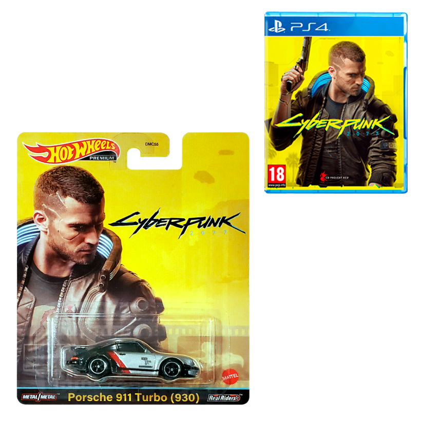Набір Машинка Premium Hot Wheels Porsche Cyberpunk 2077 Porsche 911 Turbo (930) Rep. Entertainment 1:64 HCP04 Grey  + Гра Sony PlayStation 4 Російська Озвучка Новий - Retromagaz