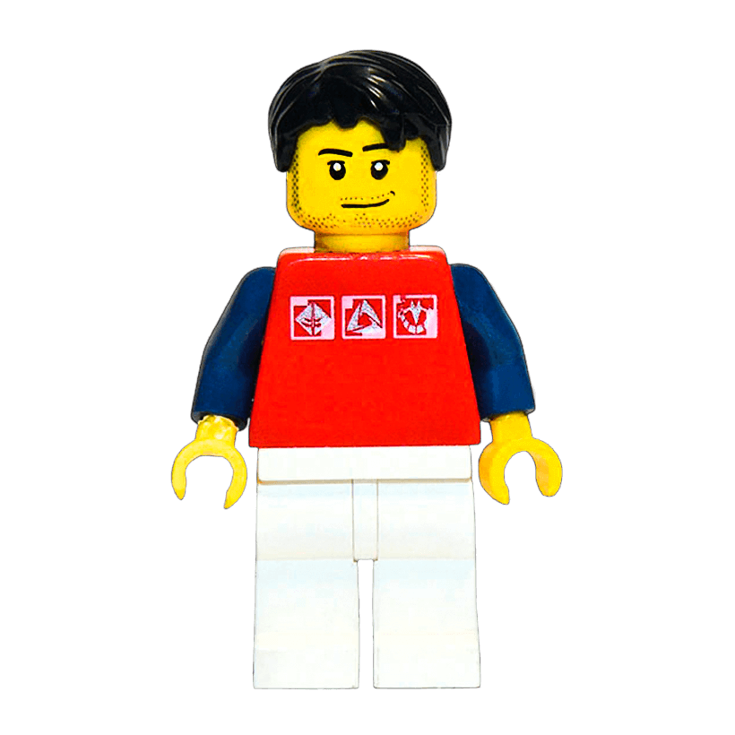 Фігурка Lego People 973pb0274 Red Shirt with 3 Silver Logos City twn111 Б/У - Retromagaz