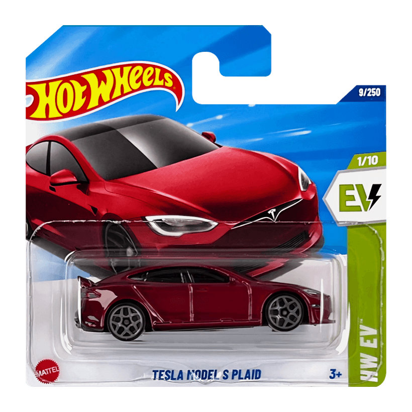 Машинка Базова Hot Wheels Tesla Model S Plaid EV 1:64 HYW86 Red - Retromagaz