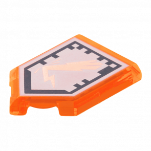 Плитка Lego Модифицированная Декоративная Pentagonal with Nexo Power Shield Pattern Backlash Lightning 2 x 3 22385pb035 6132658 Trans-Neon Orange 4шт Б/У - Retromagaz