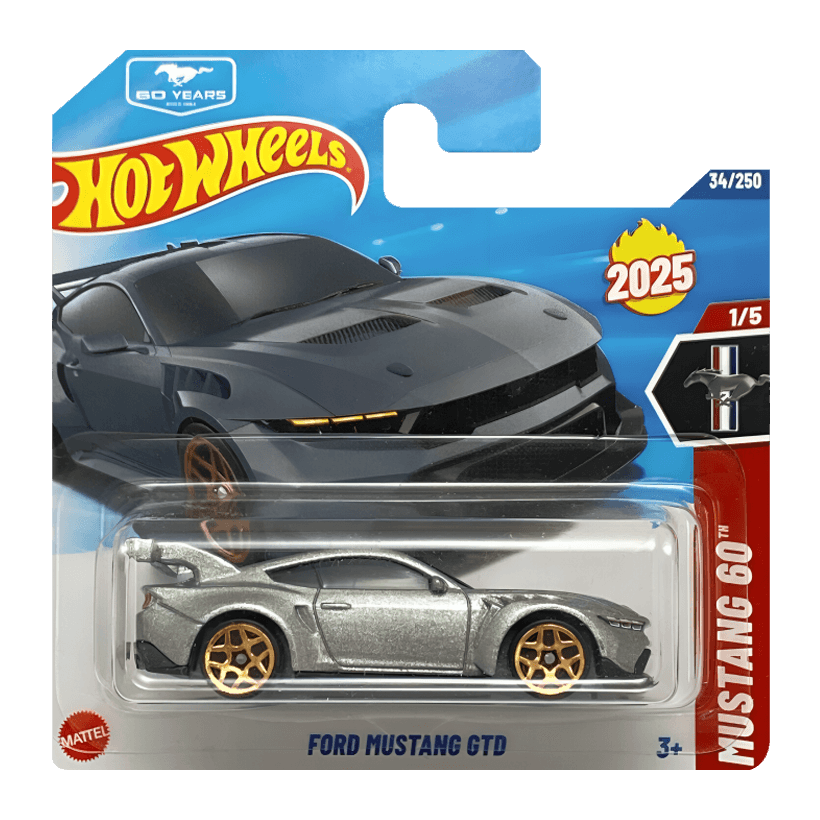 Машинка Базова Hot Wheels Ford Mustang GTD Mustang 60th 1:64 HYW19 Silver - Retromagaz