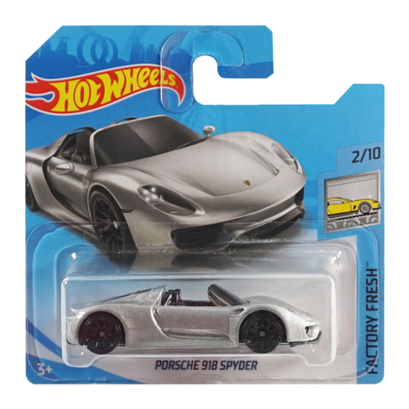 Машинка Базова Hot Wheels Porsche Porsche 918 Spyder Factory Fresh 1:64 FPT66 Metallic Silver - Retromagaz