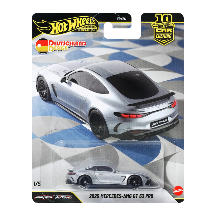 Машинка Premium Hot Wheels 2025 Mercedes-AMG GT 63 PRO Deutschland Design 1:64 JKF08 Grey - Retromagaz