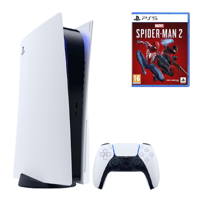 Набір Консоль Sony PlayStation 5 Blu-ray 825GB White Б/У  + Гра Marvel’s Spider-Man 2 Російська Озвучка - Retromagaz
