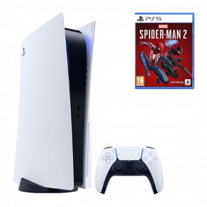 Набор Консоль Sony PlayStation 5 Blu-ray 825GB White Б/У  + Игра Marvel’s Spider-Man 2 Русская Озвучка