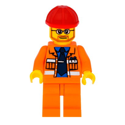 Фигурка Lego City Construction 973pb0415 Foreman Orange Jacket with Blue Shirt cty0015 Б/У Нормальный - Retromagaz