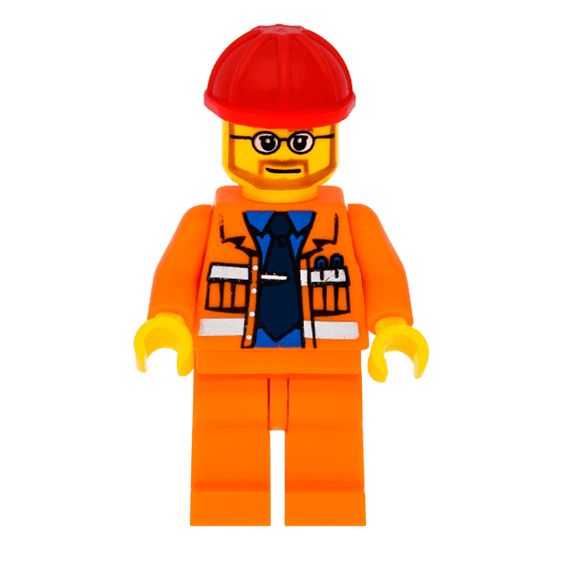 Фигурка Lego City Construction 973pb0415 Foreman Orange Jacket with Blue Shirt cty0015 Б/У Нормальный - Retromagaz