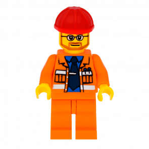 Фигурка Lego City Construction 973pb0415 Foreman Orange Jacket with Blue Shirt cty0015 Б/У Нормальный