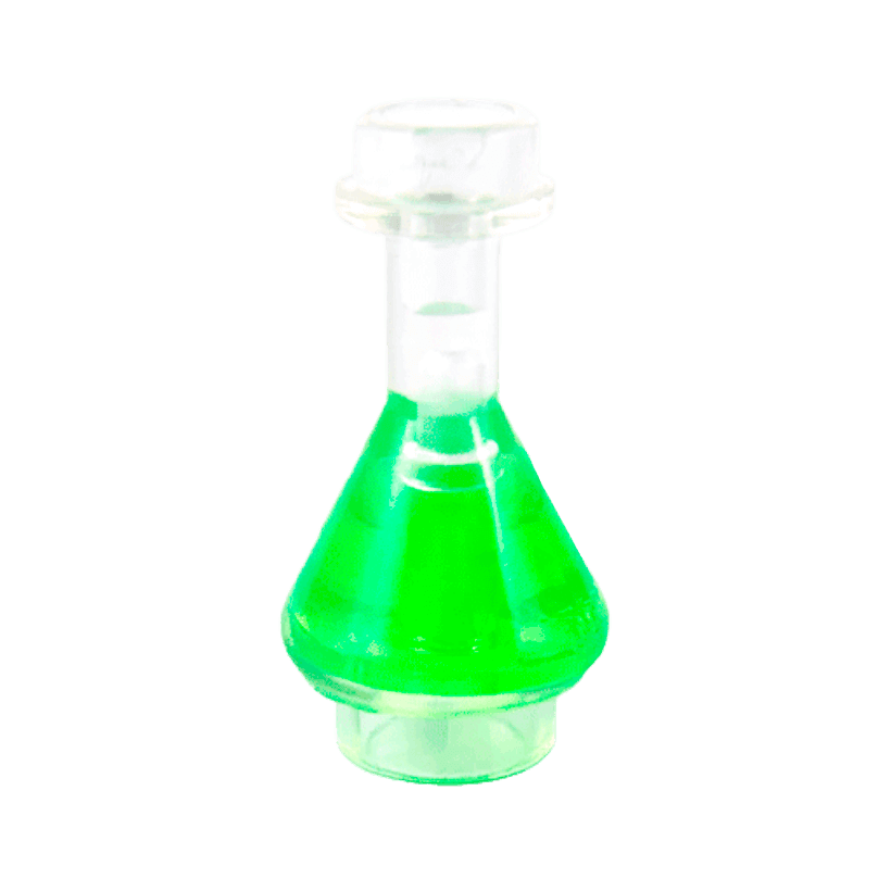 Посуд Lego Bottle Erlenmeyer Flask with Trans-Bright Green 93549pb01 4618266 6199070 6245205 Trans-Clear Б/У - Retromagaz