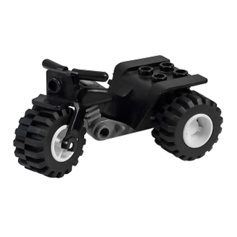 Транспорт Lego Мотоцикл Tricycle with Dark Bluish Gray Chassis & White Wheels 30187c06 4113819 Black Б/У - Retromagaz
