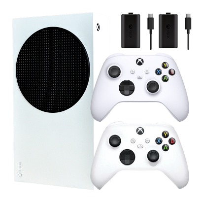 Набір Консоль Microsoft Xbox Series S 512GB White Новий  + Геймпад Бездротовий + Акумулятор Play and Charge 2шт - Retromagaz