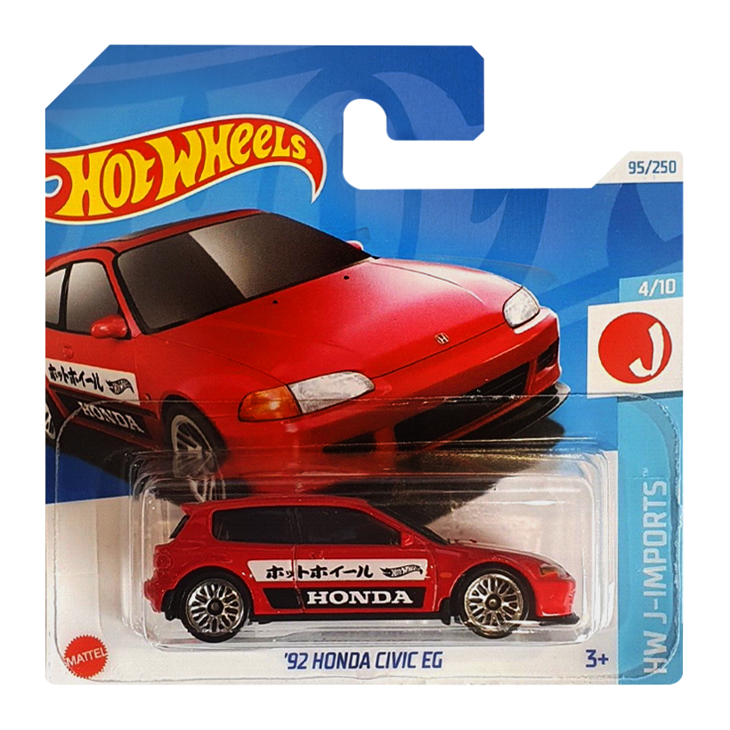 Машинка Базовая Hot Wheels '92 Honda Civic EG J-Imports 1:64 HTC43 Red - Retromagaz