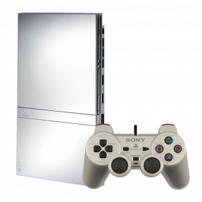 Набор Консоль Sony PlayStation 2 Slim SCPH-7xxx Limited Edition Chip Silver Б/У  + Геймпад Проводной DualShock 2 - Retromagaz