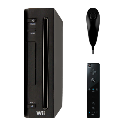 Набір Консоль Nintendo Wii RVL-001 Europe 512MB Black Б/У  + Контролер Дротовий Nunchuk + Бездротовий Remote - Retromagaz