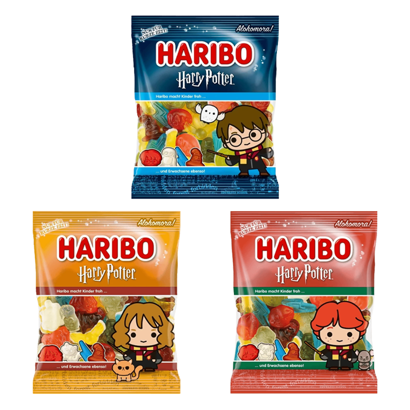 Набір Гоґвортська Трійця (Цукерки Жувальні Haribo Harry Potter + Hermione Granger + Ron Weasley) - Retromagaz