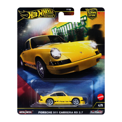 Машинка Premium Hot Wheels Porsche 911 Carrera RS 2.7 Hammer Drop 1:64 HRW07 Yellow - Retromagaz