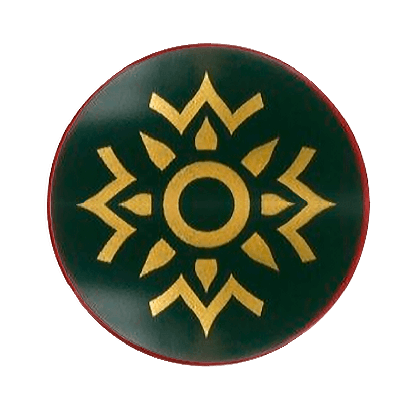 Зброя Lego Щит Round with Rounded Front with Dark Green 75902pb02 6005044 6022422 Dark Red Б/У - Retromagaz