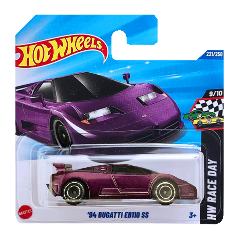 Машинка Базовая Hot Wheels '94 Bugatti EB110 SS Super Treasure Hunt STH Race Day 1:64 JBC45 Purple - Retromagaz