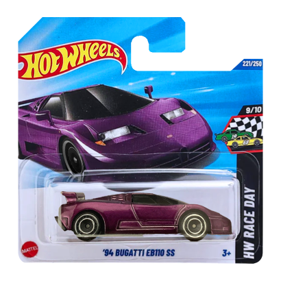 Машинка Базова Hot Wheels '94 Bugatti EB110 SS Super Treasure Hunt STH Race Day 1:64 JCB45 Purple - Retromagaz