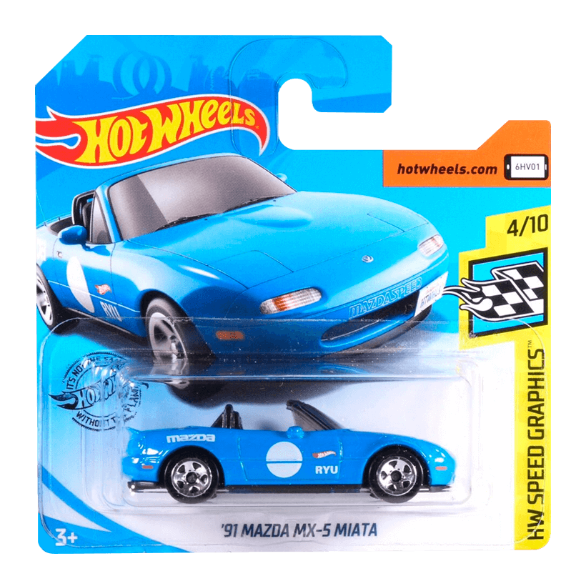 Машинка Базова Hot Wheels '91 Mazda MX-5 Miata Speed Graphics 1:64 FYB66 Blue - Retromagaz