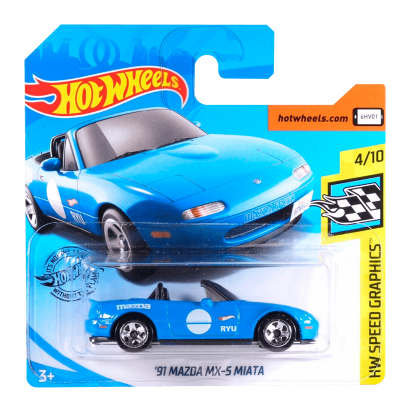 Машинка Базова Hot Wheels '91 Mazda MX-5 Miata Speed Graphics 1:64 FYB66 Blue - Retromagaz