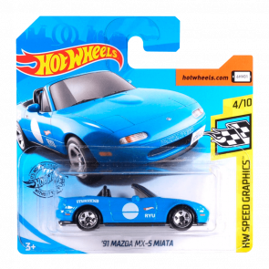 Машинка Базова Hot Wheels '91 Mazda MX-5 Miata Speed Graphics 1:64 FYB66 Blue