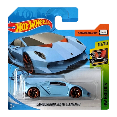 Машинка Базовая Hot Wheels Lamborghini Sesto Elemento Exotics 1:64 GHC35 Light Blue - Retromagaz