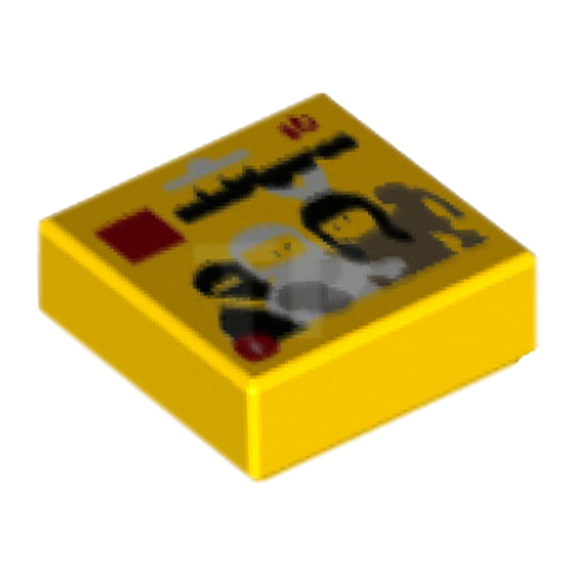 Плитка 2шт Lego Декоративна with Groove with Series 1 Collectible Minifigure Package Pattern 1 x 1 3070bpb124 6225015 Yellow Б/У - Retromagaz