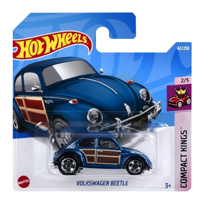 Машинка Базовая Hot Wheels Volkswagen Beetle Compact Kings 1:64 HCV26 Blue - Retromagaz