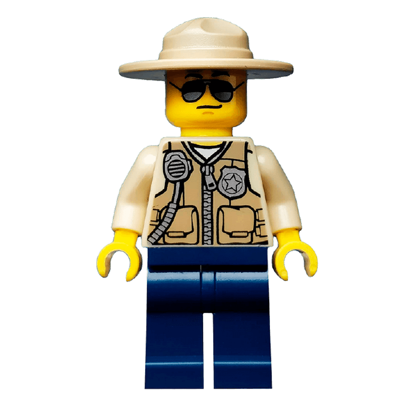 Фигурка Lego Police 973pb1886 Swamp Officer Vest Dark Tan Hat City cty0516 Б/У - Retromagaz