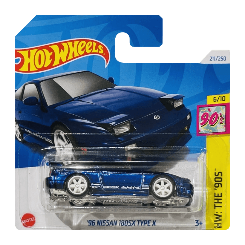 Машинка Базовая Hot Wheels '96 Nissan 180SX Type X Super Treasure Hunt STH The `90S 1:64 HTF41 Blue - Retromagaz