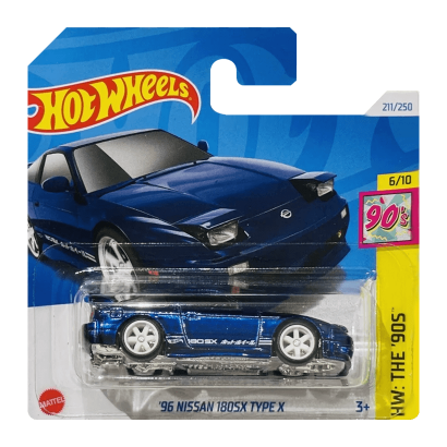 Машинка Базова Hot Wheels '96 Nissan 180SX Type X Super Treasure Hunt STH The `90S 1:64 HTF41 Blue - Retromagaz