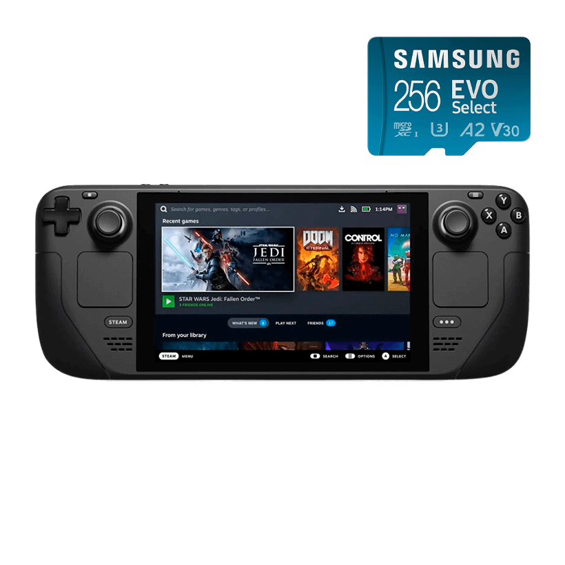 Набір Консоль Valve Steam Deck 512GB Black Новий  + Карта Пам'яті Samsung UHS-I U3 V30 A2 + SD Adapter - Retromagaz
