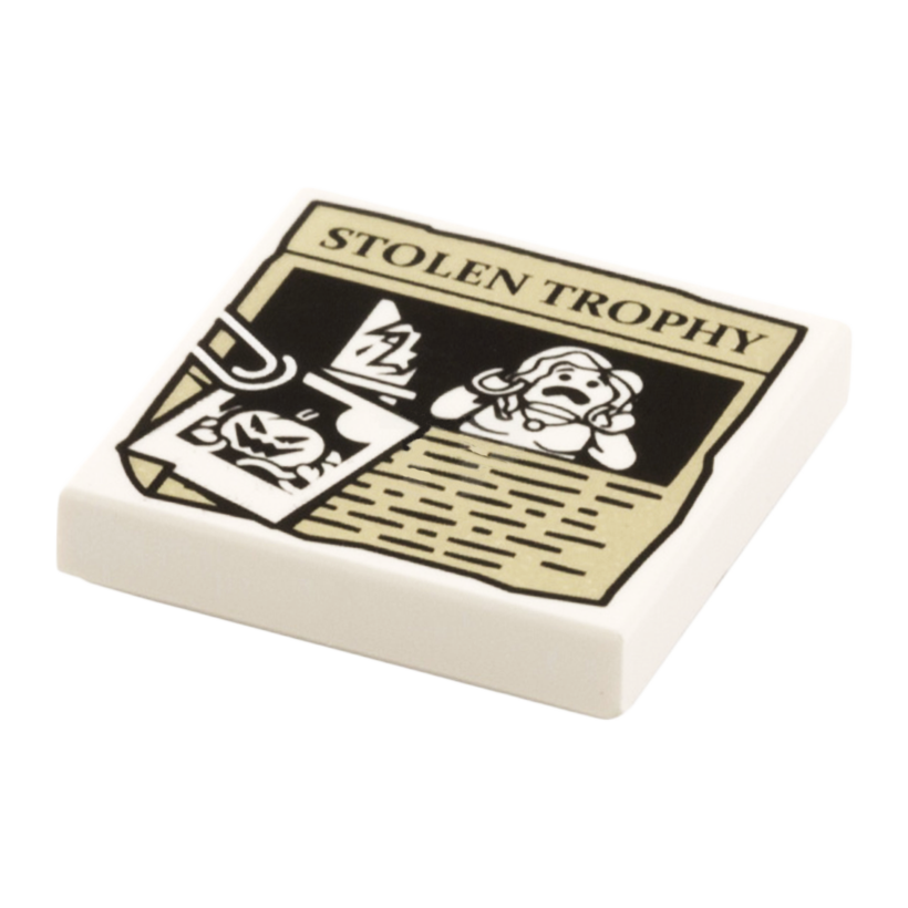 Плитка Lego Круглая Декоративная Paper Clip Pumpkin Jack O' Lantern 'STOLEN TROPHY' Newspaper Article 2 x 2 3068bpb0944 6122523 White Б/У - Retromagaz