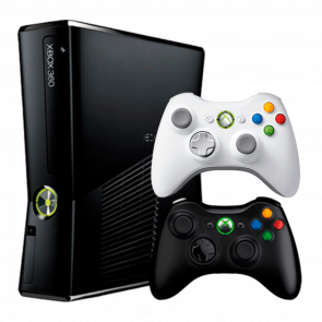 Набор Консоль Microsoft Xbox 360 Slim Freeboot 250GB Black + 5 Встроенных Игр Б/У Хороший  + Геймпад Беспроводной White - Retromagaz