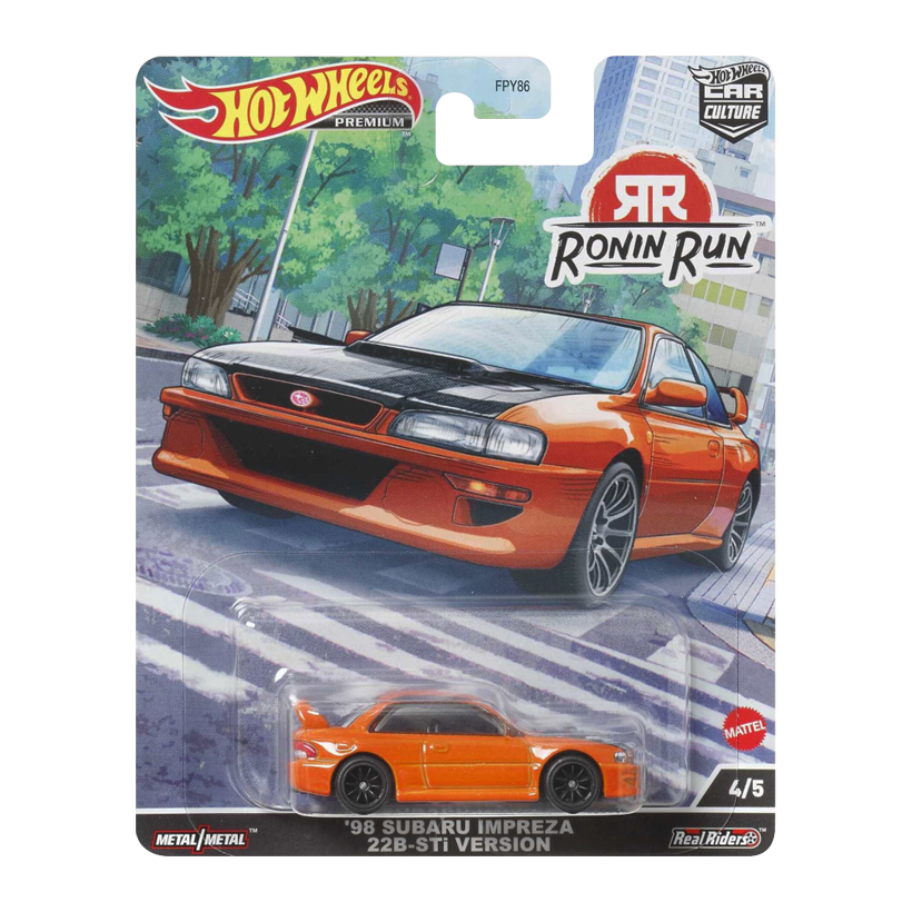 Машинка Premium Hot Wheels '98 Subaru Impreza 22B STi-Version Ronin Run 1:64 HCK14 Orange - Retromagaz