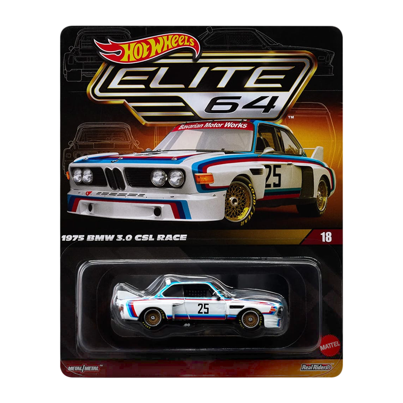 Машинка Premium Hot Wheels 1975 BMW 3.0 CSL Race Elite 64 1:64 JCP42 White - Retromagaz