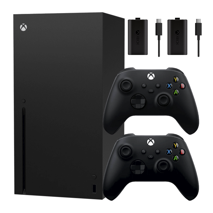 Набор Консоль Microsoft Xbox Series X 1TB Black Новый  + Геймпад Беспроводной Controller Carbon + Аккумулятор Play and Charge Kit + Кабель USB Type-C 2шт - Retromagaz