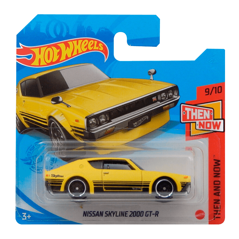 Машинка Базовая Hot Wheels Nissan Skyline 2000 GT-R Then and Now 1:64 GTB39 Yellow - Retromagaz