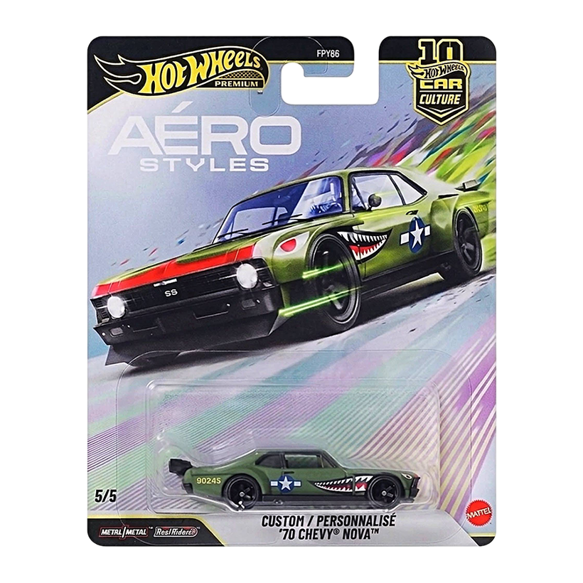 Машинка Premium Hot Wheels Custom '70 Chevy Nova Aerostyles 1:64 JKF37 Green - Retromagaz