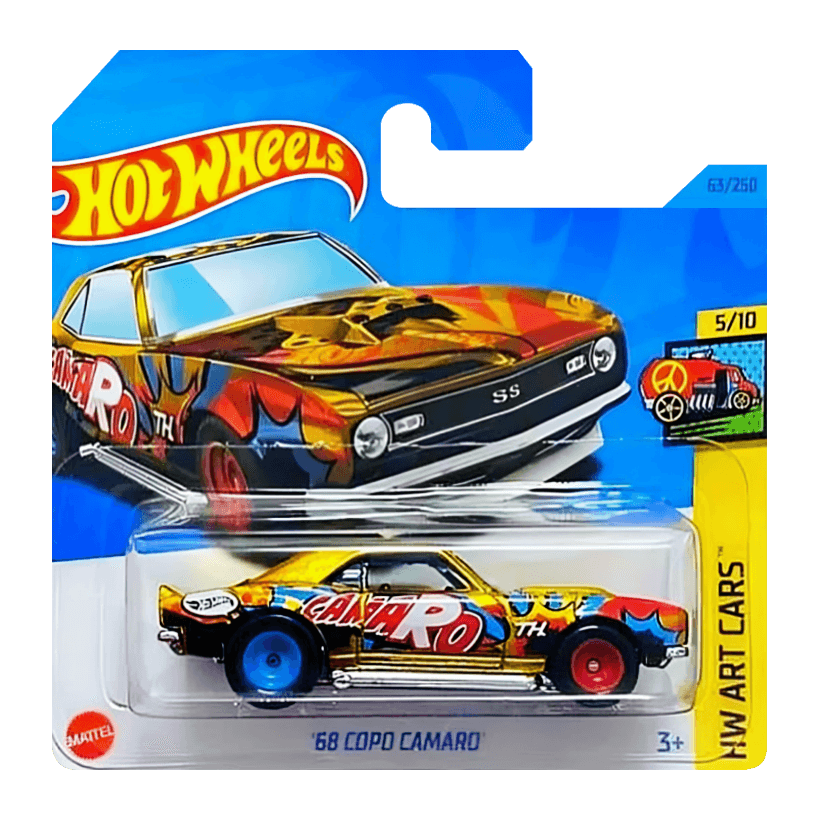 Машинка Базовая Hot Wheels '68 COPO Camaro Super Treasure Hunt STH HW Art Cars 1:64 HKL12 Yellow - Retromagaz